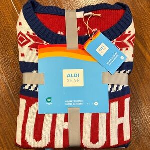 Aldi Gear Festive Red and Blue Crewneck Holiday Sweater